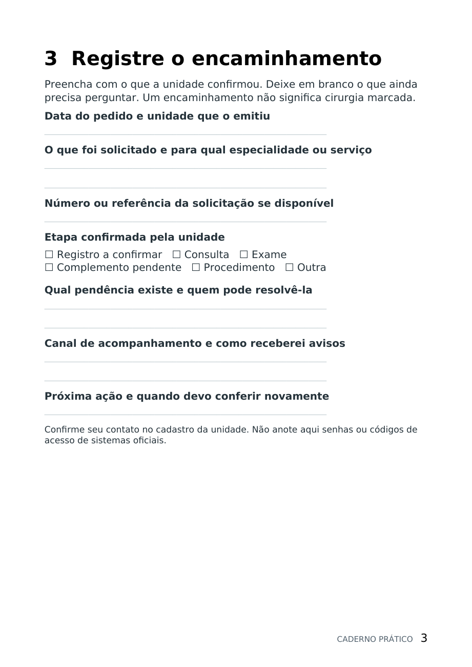 Prévia real da ficha de encaminhamento do caderno.